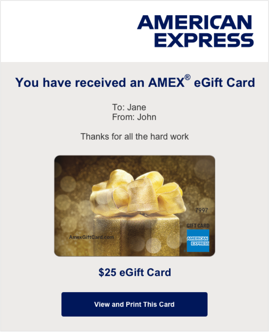 Example of how your gift message will appear